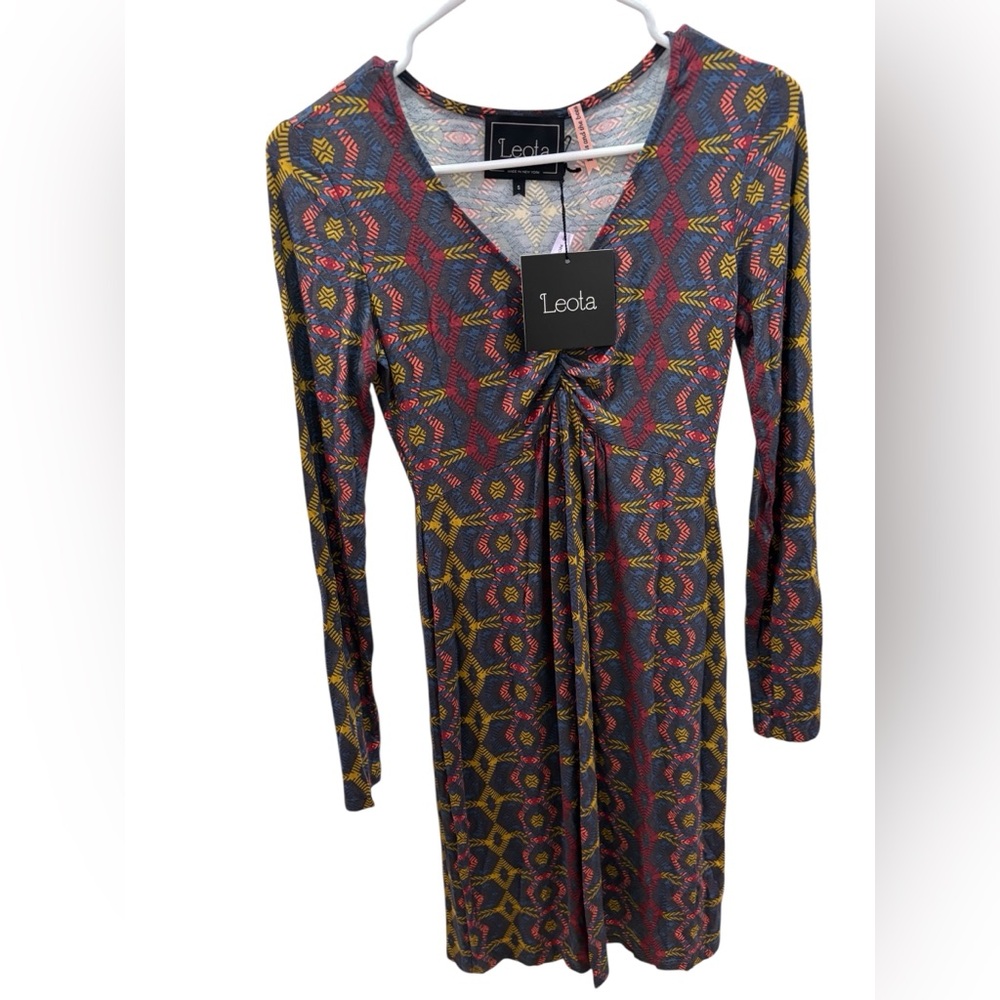 Leota Maternity Knit Bold Color Geometric Stretch Popover Sz Small